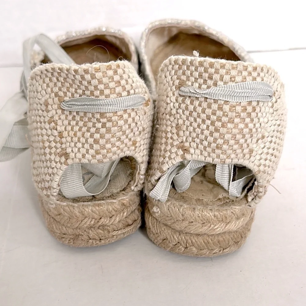 MANEBI Valencia platform Espadrilles metallic silver size 37 women’s
